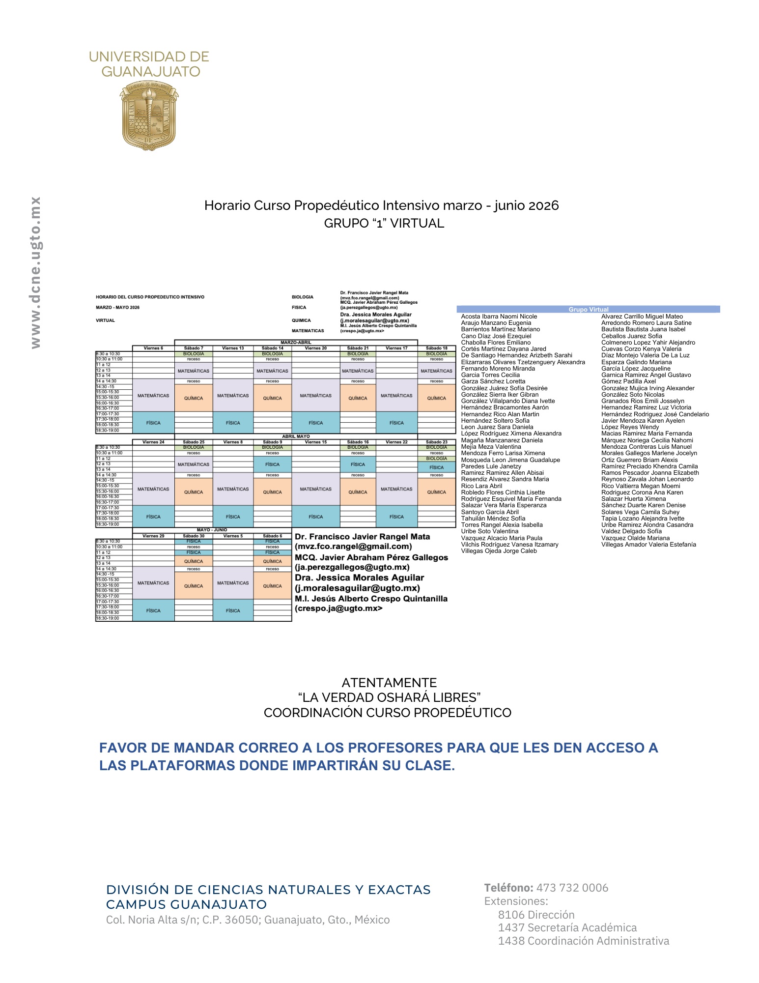 horario intensivo marzo 2026 1