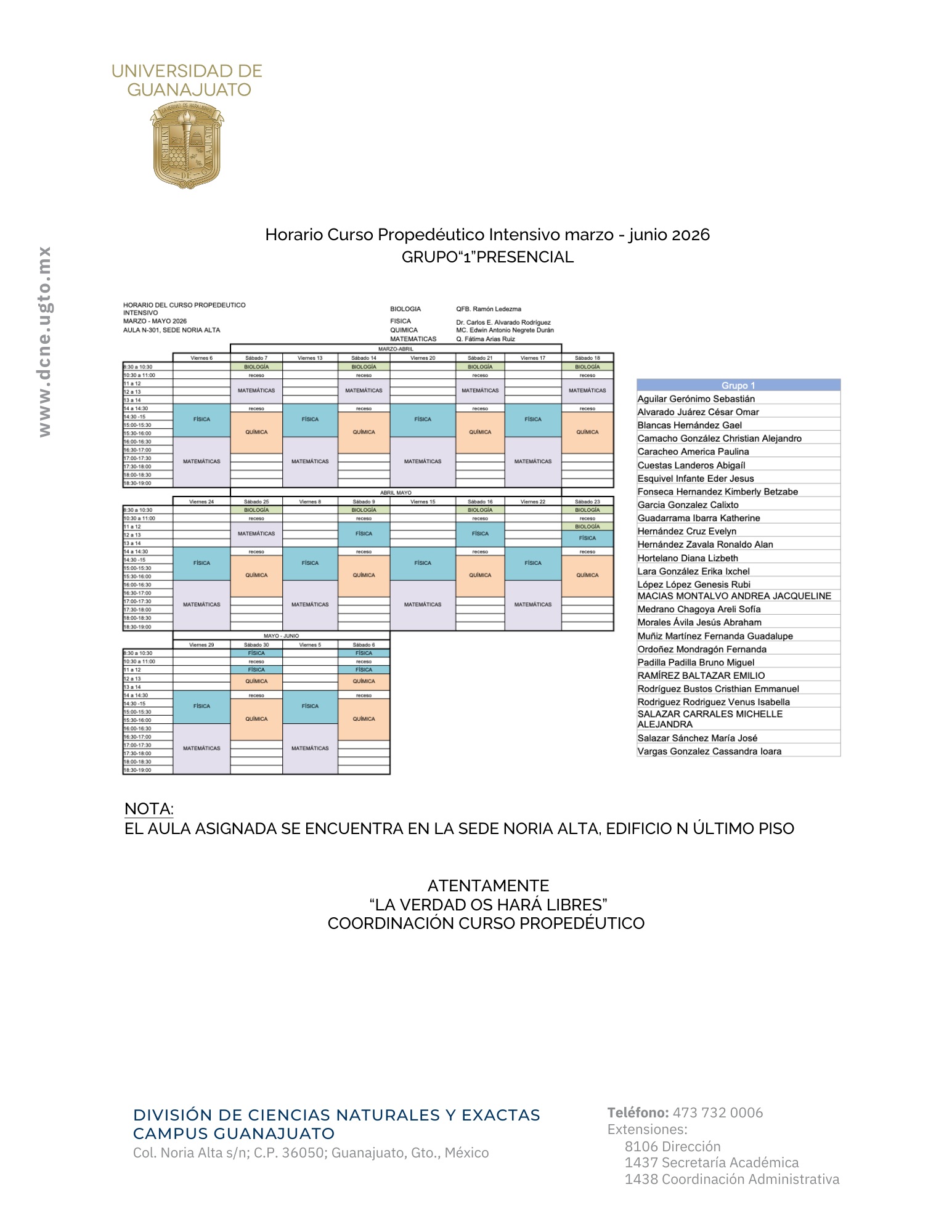 horario intensivo marzo 2026 2