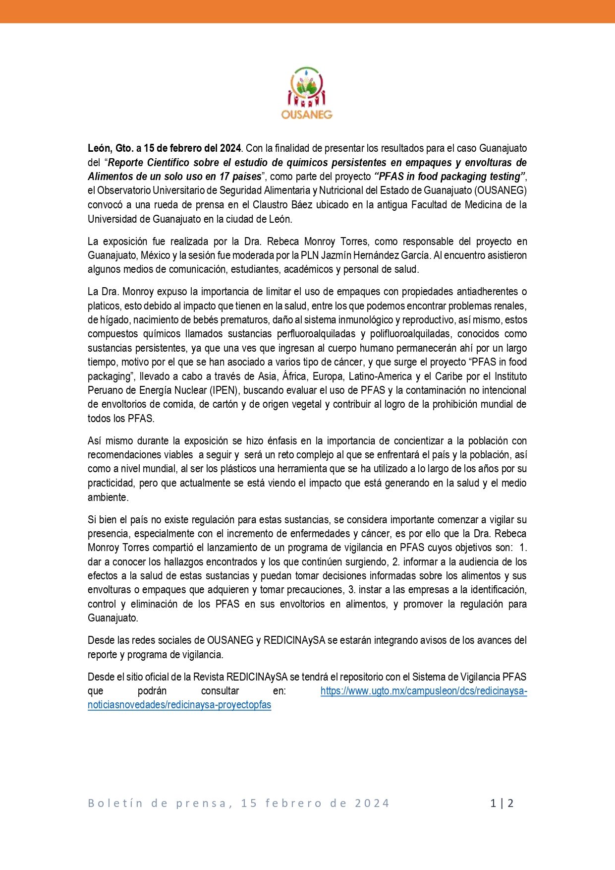 BOLETIN DE PRENSA PFAS2