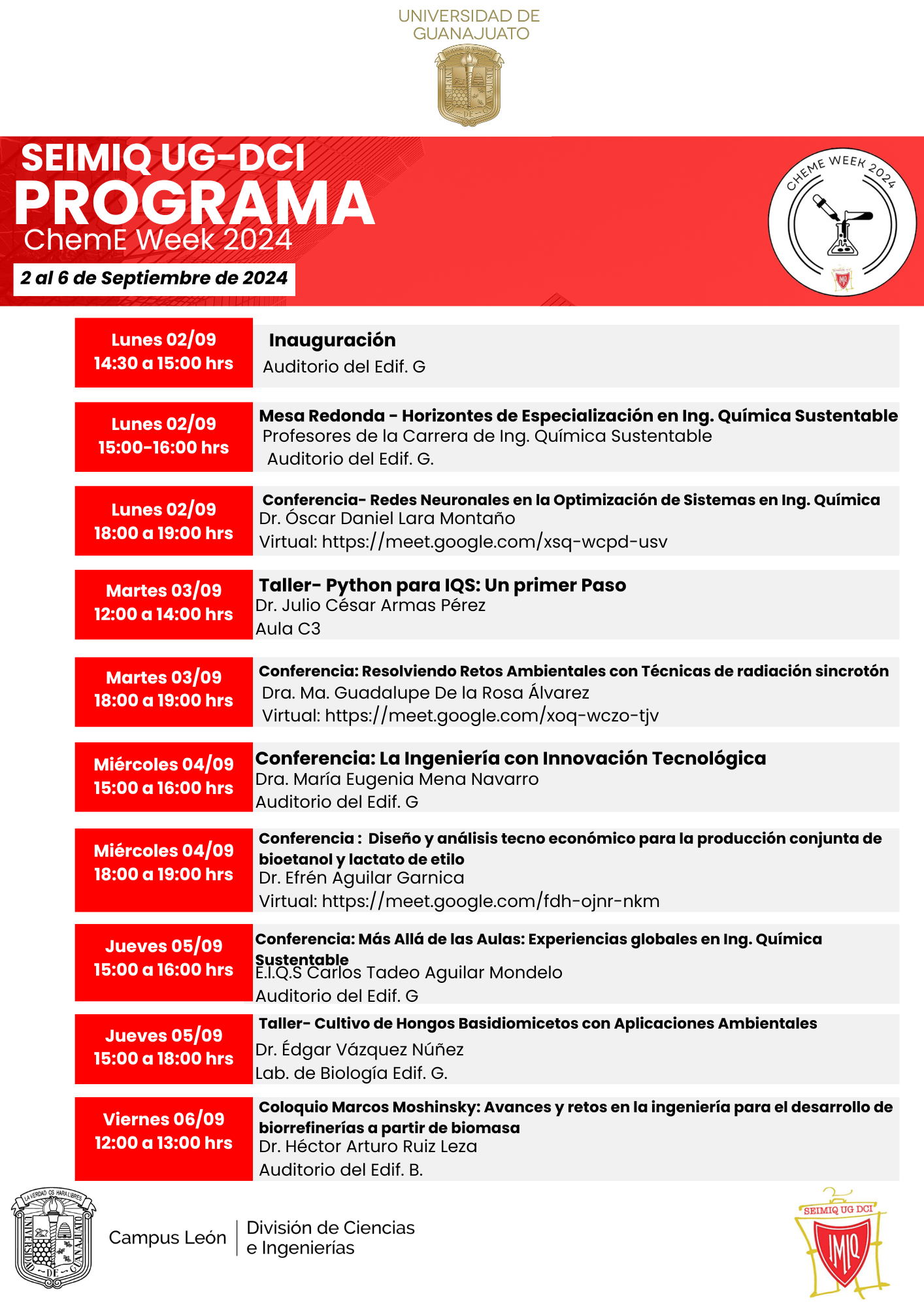 programa cheme week 2184