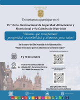 15° Foro Internacional de Seguridad Alimentaria y Nutricional y 9a Cátedra de Nutrición