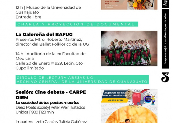 Cine, danza y mariachi universitario destacan en la agenda cultural UG