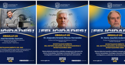 Tres académicos de la UG reciben la distinción de Investigador Nacional Emérito