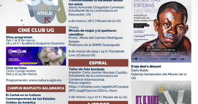 Arranca marzo con charlas, talleres y más en la Agenda Cultural UG