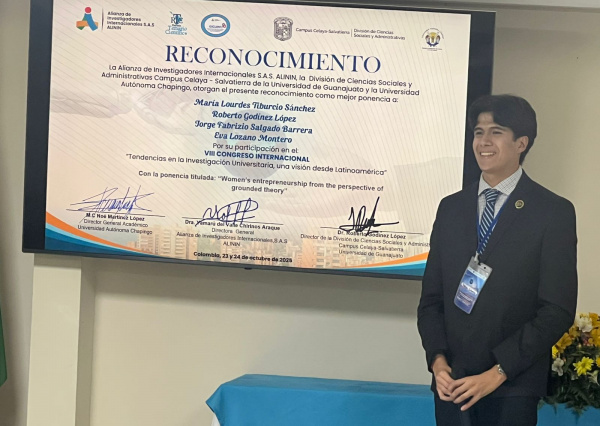Estudiante de la UG obtiene primer lugar en Congreso Internacional con ponencia sobre emprendimiento femenino