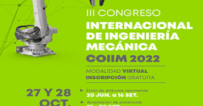 Abren registros al Congreso Internacional de Ingeniería Mecánica COIIM 2022 