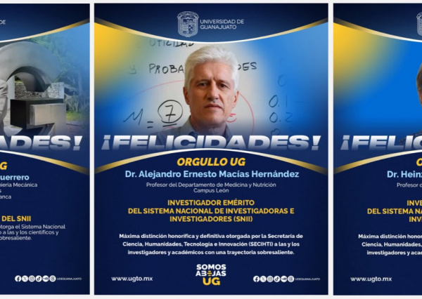 Tres académicos de la UG reciben la distinción de Investigador Nacional Emérito