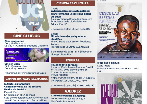 Arranca marzo con charlas, talleres y más en la Agenda Cultural UG