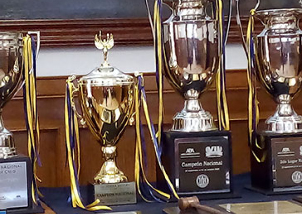 Entregan Equipos de Litigación Oral a la UG, trofeos obtenidos en competencias nacionales e internacionales